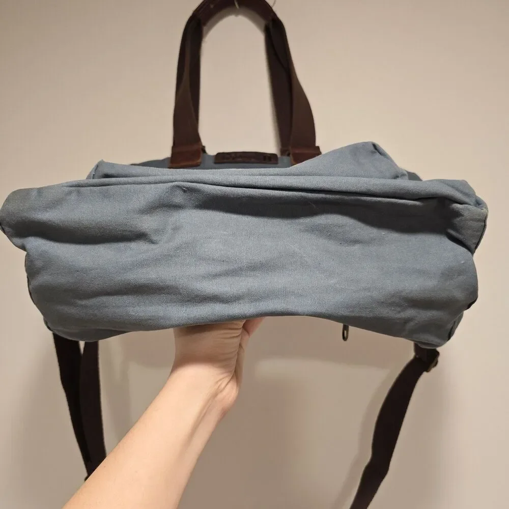 DULUTH TRADING Oil Cloth Business Tote Messenger Bag Travel Work Laptop Blue